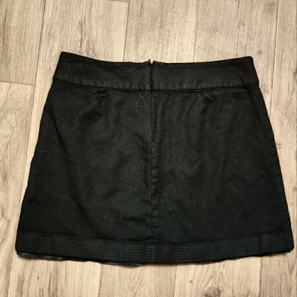 J. Crew Front Split Wool Mini Skirt Black Size 8